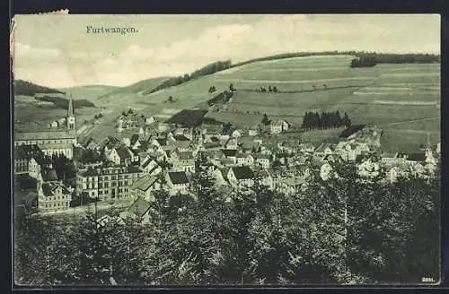 AK Furtwangen, Teilansicht der Stadt und Umgebung