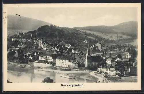 AK Neckargemünd, Stadtansicht mit Kirche
