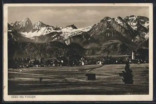 AK Seeg bei Füssen, Ortsansicht mit Alpenpanorama