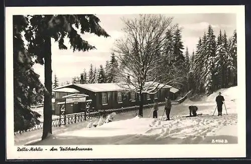AK Zella-Mehlis, Am Veilchenbrunnen, Winterlandschaft