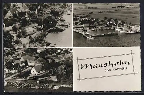 AK Maasholm über Kappeln, Luftaufnahme des Hafens