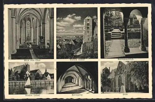 AK Verden /Aller, Dom, Kreuzgang, Blick zum Chor