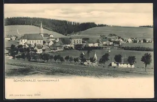 AK Schönwald /Schwarzwald, Gesamtansicht mit Kirche