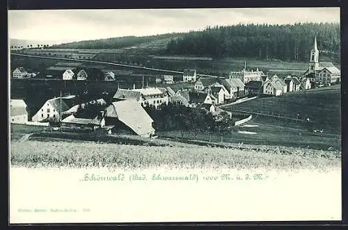 AK Schönwald /Bad. Schwarzwald, Ortsansicht aus der Vogelschau