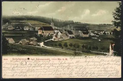 AK Schönwald /Bad. Schwarzwald, Ortsansicht aus der Vogelschau