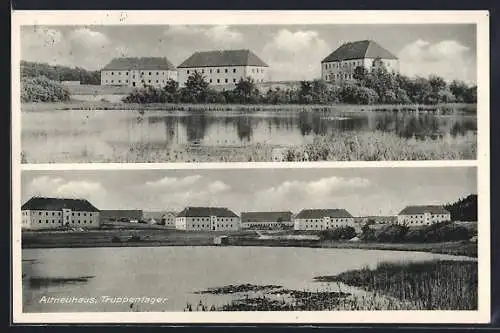 AK Altneuhaus, Truppenlager, Kasernengebäude, Teich