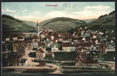 AK Furtwangen, Gesamtansicht der Stadt im Tal