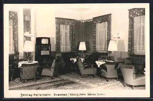 AK Königstein / Sächs. Schweiz., Zentral-Ferienheim Ebenheit, Aufenthaltsraum