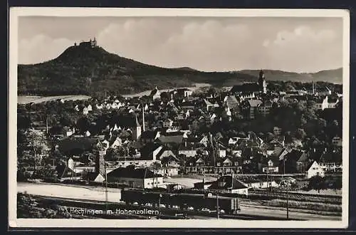 AK Hechingen, Ortsansicht m. Hohenzollern