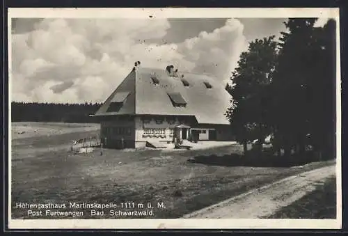 AK Furtwangen /Bad. Schwarzwald, Gasthaus Martinskapelle, Inh. Linus Oern