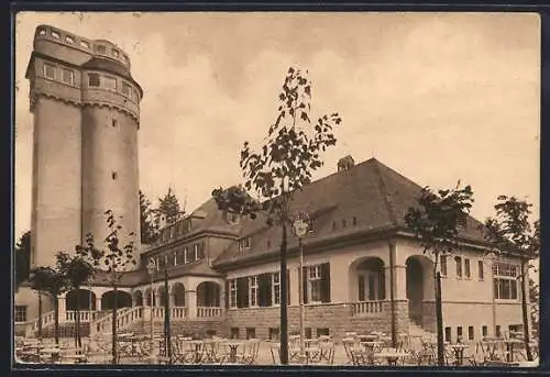 AK Baden-Baden, Aussichtsturm, Restaurant auf dem Merkur-Gipfel