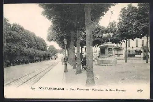 AK Fontainebleau, Place Denecourt, Monument de Rosa Bonheur