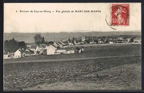 AK Mary-sur-Marne, Vue générale du village depuis les champs environnants