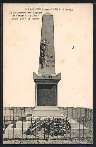 AK Varennes-sur-Seine /S.-et-M., Le Monument aux Enfants morts pour la Patrie