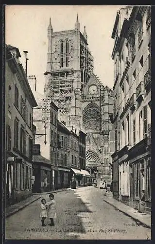 AK Meaux, La Cathédrale et la Rue St-Rémy