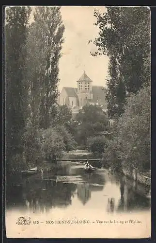 AK Montigny-sur-Loing, Vue sur le Loing et l`Église