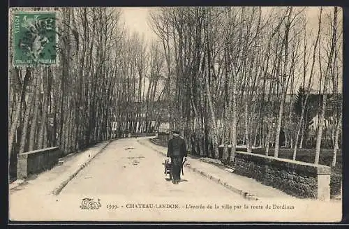 AK Château-Landon, L`entrée de la ville par la route de Dordines