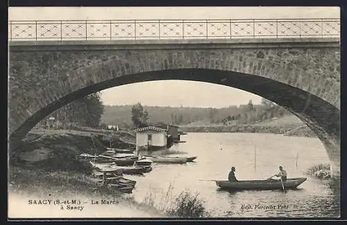 AK Saacy /S.-et-M., La Marne à Saacy, vue du pont et des barques