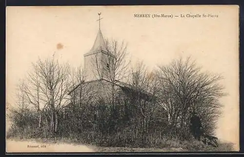 AK Merrey /Hte-Marne, La Chapelle St-Pierre entourée d`arbres