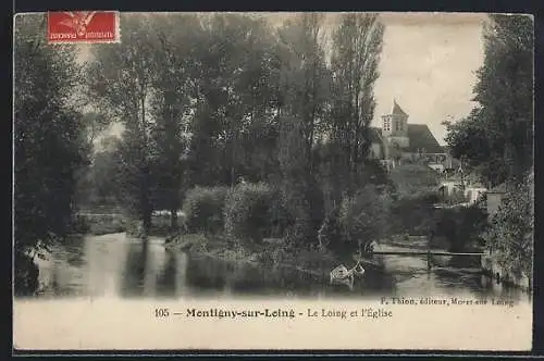 AK Montigny-sur-Loing, Le Loing et l`église