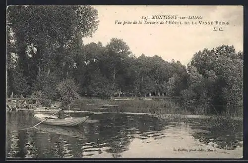 AK Montigny-sur-Loing, Vue prise de la Terrasse de l`Hôtel de la Vanne Rouge