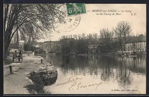 AK Moret-sur-Loing, Le Loing vu du Champ de Mars
