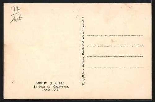 AK Melun /S.-et-M., Le Pont de Charrettes avec troupeau de moutons, août 1944