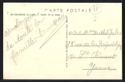 AK By-Thomery /S.-et-M., Vallée de la Seine avec vue sur le village et la rivière