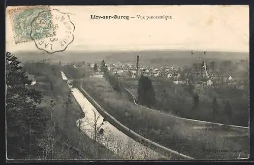 AK Lizy-sur-Ourcq, Vue panoramique du village et du canal