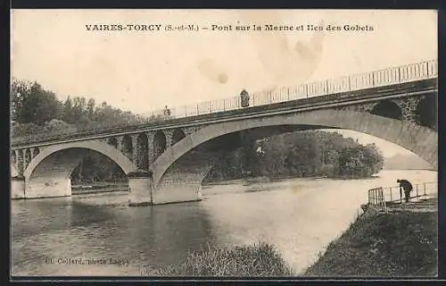 AK Vaires-Torcy /S.-et-M., Pont sur la Marne et Îles des Gobets