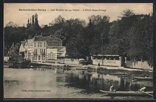 AK Samois-sur-Seine, Les Bords de la Seine, L`Hôtel Beau-Rivage