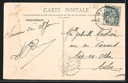 AK Melun, Vue sur l`Almont avec paysage fluvial et barque