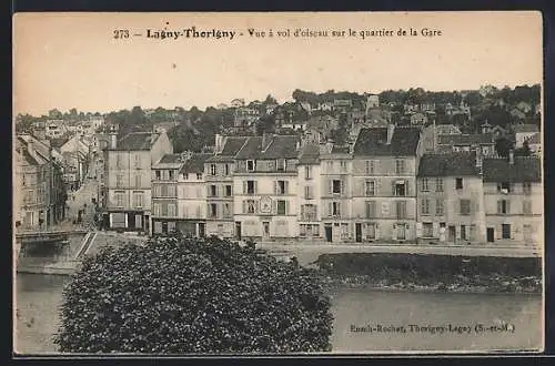 AK Lagny-Thorigny, Vue à vol d`oiseau sur le quartier de la Gare