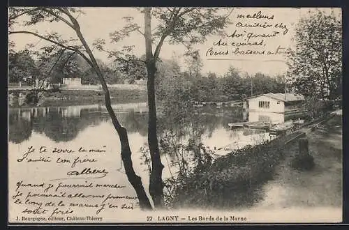 AK Lagny, Les Bords de la Marne et maison au bord de l`eau
