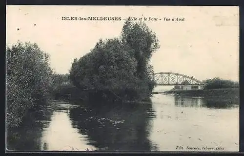 AK Isles-les-Meldeuses, L`Île et le Pont, Vue d`Aval