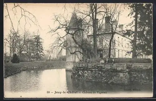 AK Jouy-le-Châtel, Château de Vigneau et son étang paisible
