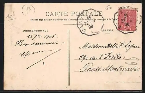 AK Lagny, Rue Paul-Bert avec vue sur les maisons et colline en arrière-plan