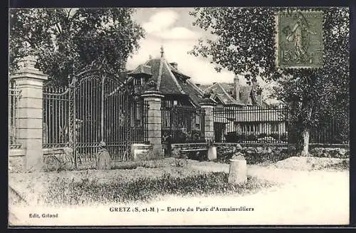 AK Gretz /S.-et-M., Entrée du Parc d`Armainvilliers
