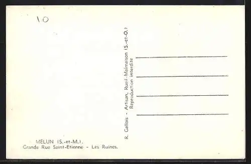 AK Melun /S.-et-M., Grande Rue Saint-Etienne, Les Ruines