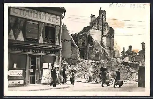 AK Melun /S.-et-M., Grande Rue Saint-Etienne, Les Ruines