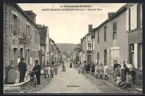 AK Saint-Martin-D`Ablois /Marne, Grande Rue