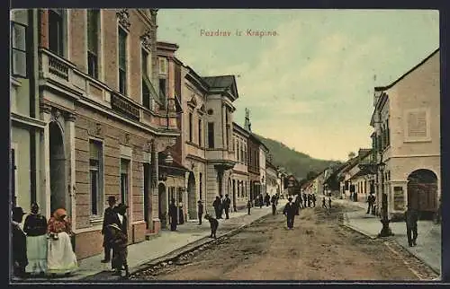 AK Krapina, Strassenpartie mit Geschäften