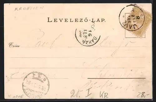 Lithographie Buccari, Ortsansicht vom Meer, Blick auf die Bucht