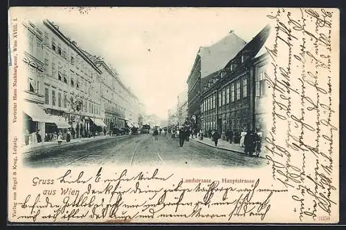 AK Wien, Landstrasse Haupstrasse mit Passanten