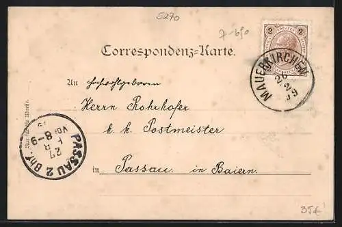 AK Mauerkirchen, Villa v. Secktendorf, Totale, Marktplatz, Blumen