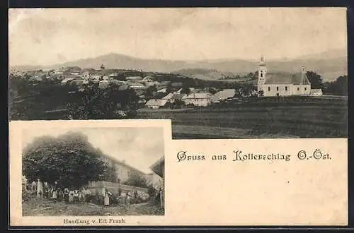AK Kollerschlag /O.-Öst., Handlung v. Ed. Frank, Ortsansicht mit Kirche