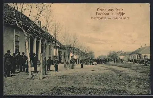 AK India, Passanten in der Hauptgasse