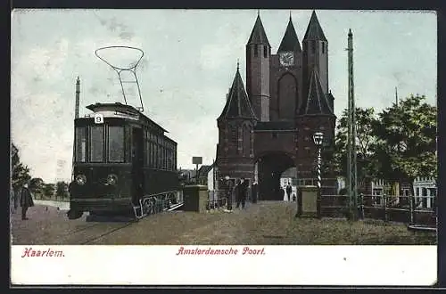 AK Haarlem, Amsterdamsche Poort, Strassenbahn