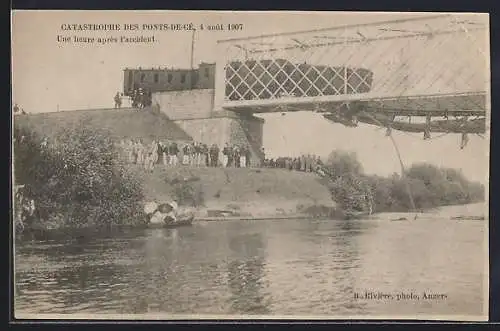 AK Ponts-de-Cé, Catastrophe 1907, Une heure après l`accident, Eisenbahnkatastrophe