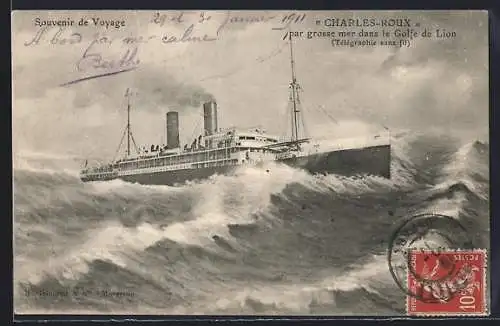 AK Charles-Roux par grosse mer, Passagierschiff